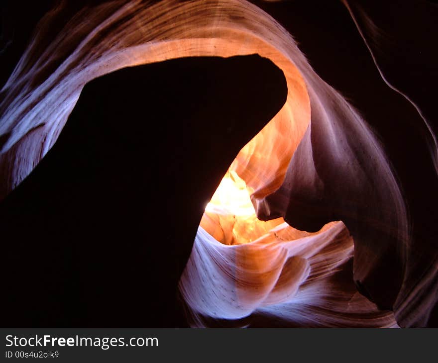 A view of a strange rock in Antelope Canyon in USA