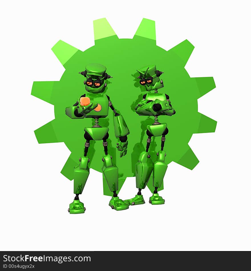 Green Robot with gear logo template. Green Robot with gear logo template