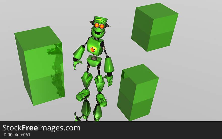 Green Robot with box logo template. Green Robot with box logo template