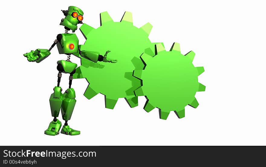 Green Robot with gear logo. Green Robot with gear logo