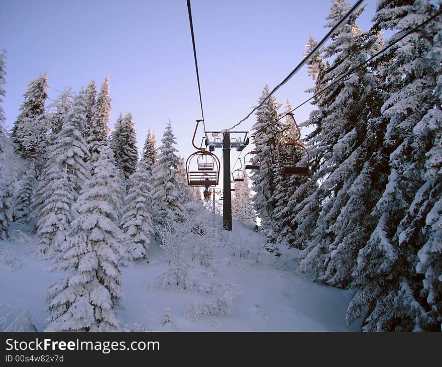 Detail of Ski sports Chairlift in beautiful winter nature