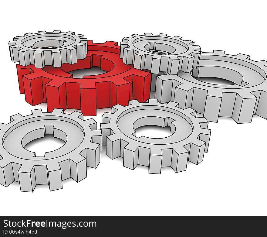 Isolated cogwheels - business network - illustration