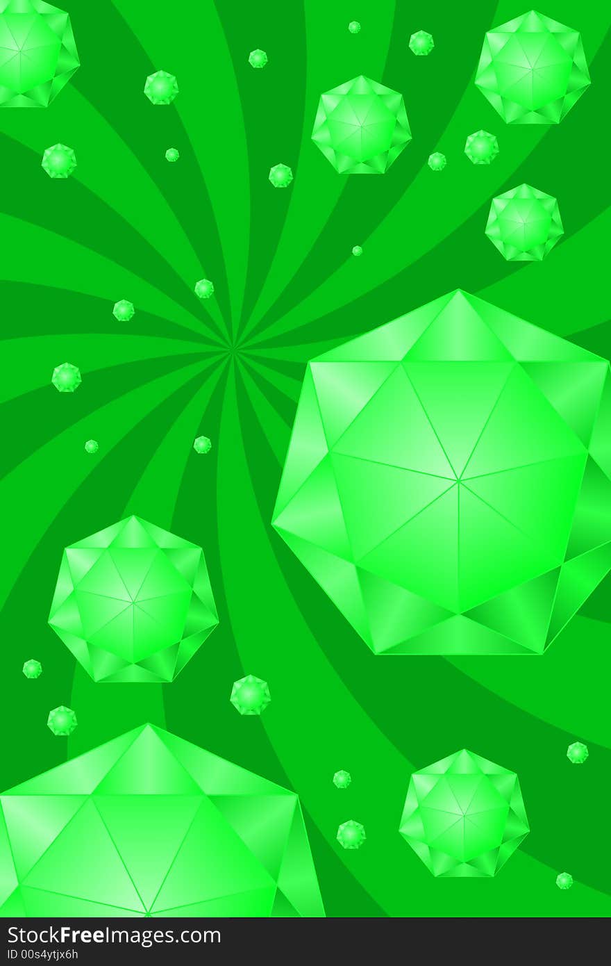 Vector illustration of green emeralds