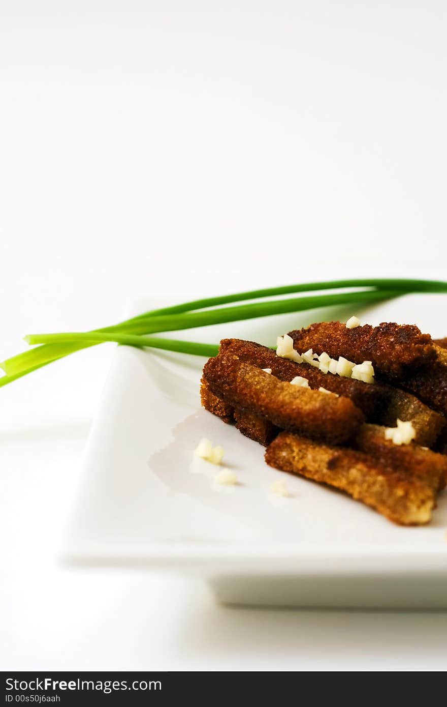 Rusk with spring onion.