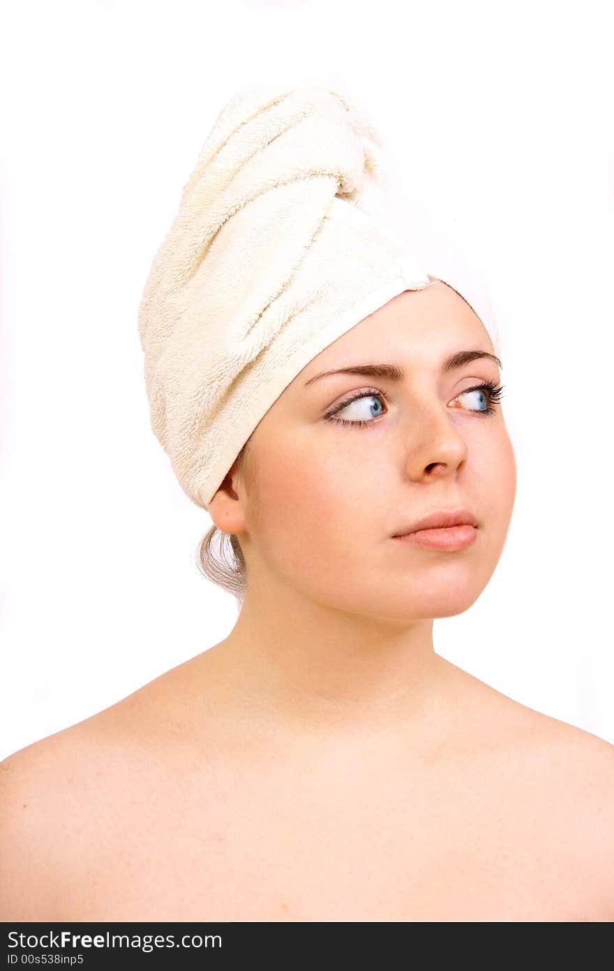 Portrait of a beautiful woman getting ready for the spa treatment