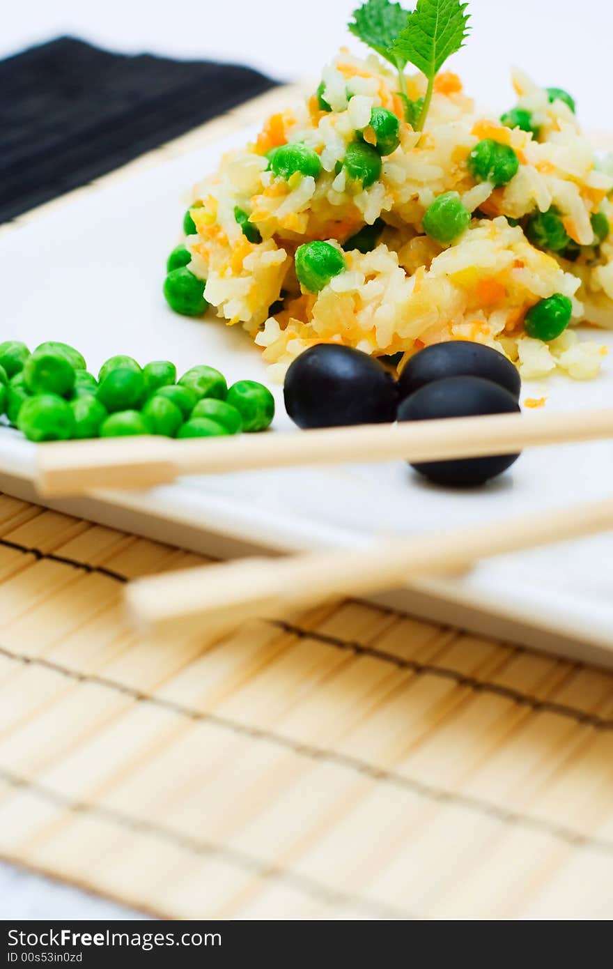 Pilau with vegetables.