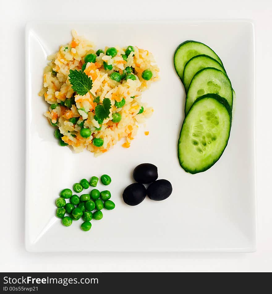 Pilau with vegetables.