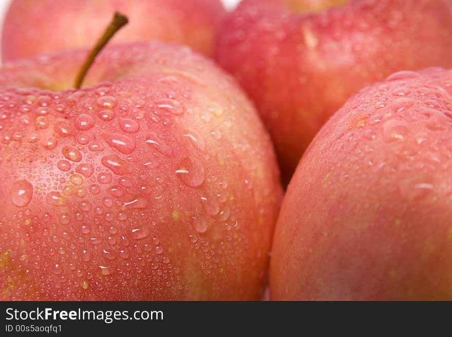 Red apples with drops of water. Red apples with drops of water.