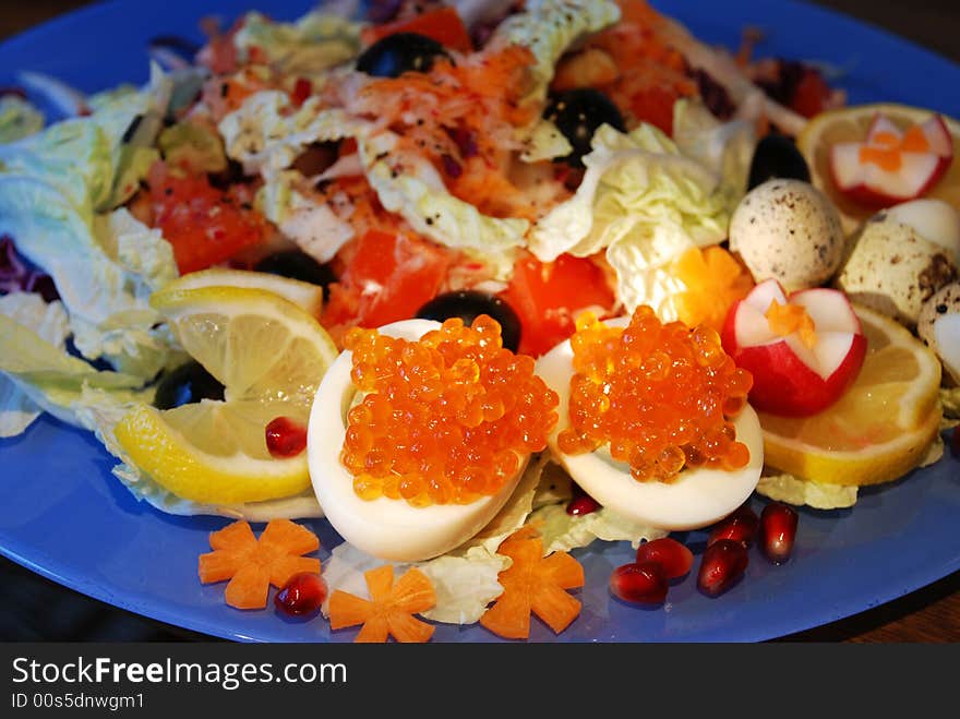 Delicious vegetable salad close up