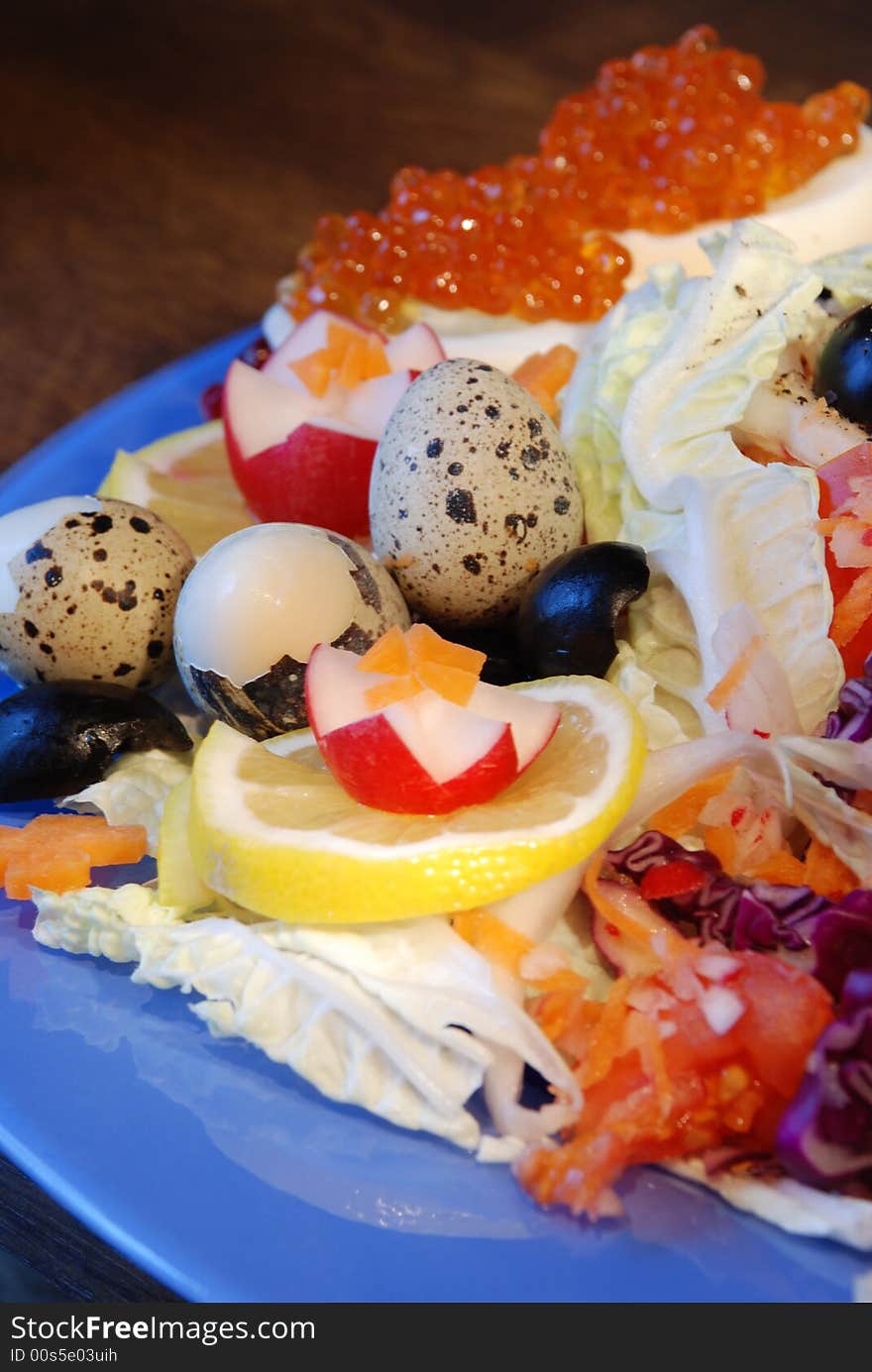 Delicious vegetable salad close up