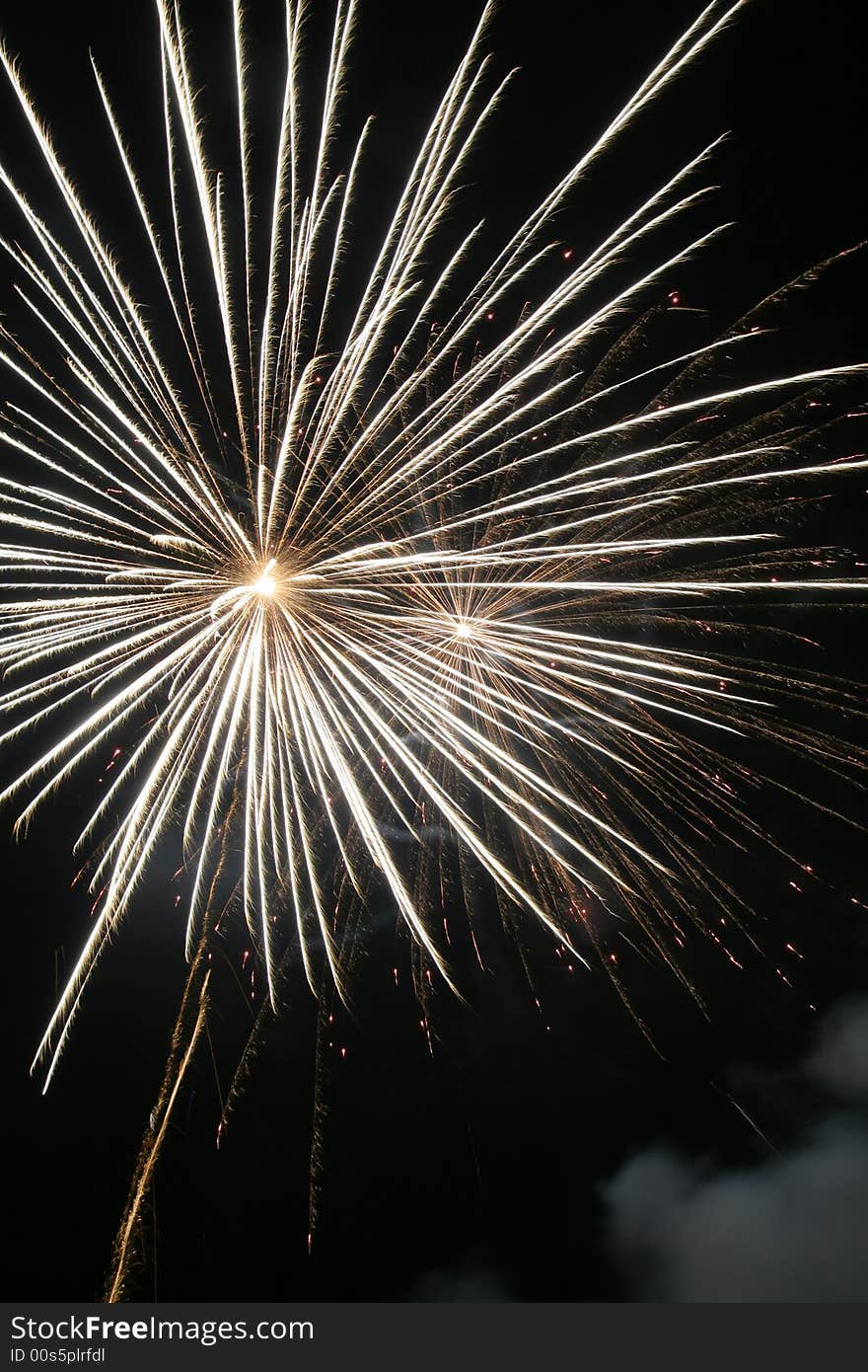 White fireworks on black background