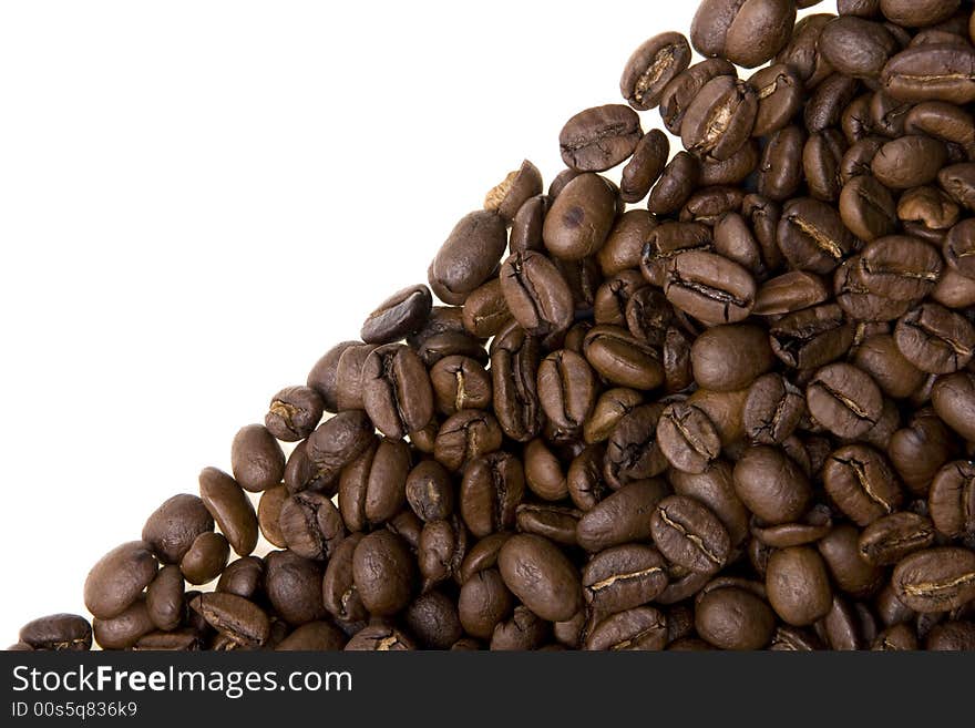 A group of coffee beans shot on white background