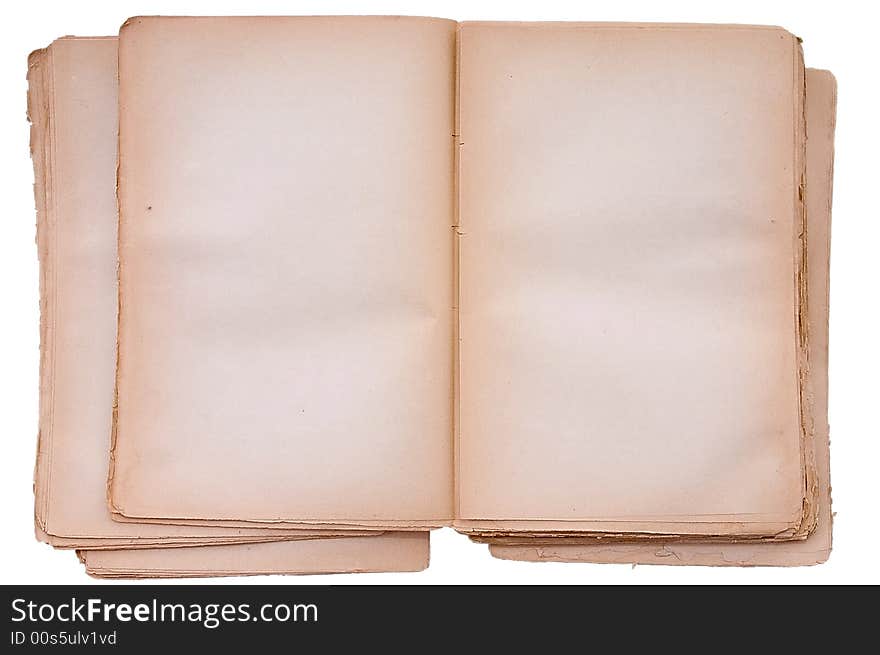 Old book open on both blank shabby pages. Old book open on both blank shabby pages.