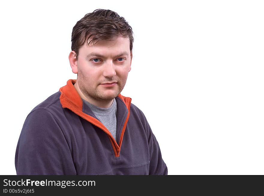 Portrait of a man, isolated on white background.