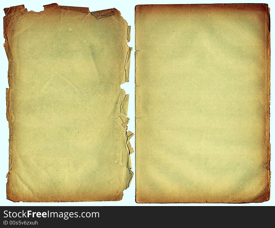 Two Shabby Blank Pages With Fragmentary Edges.