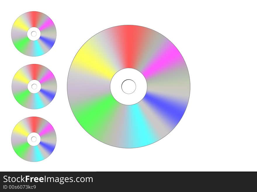 Illustration of CDs isolated over white. Illustration of CDs isolated over white