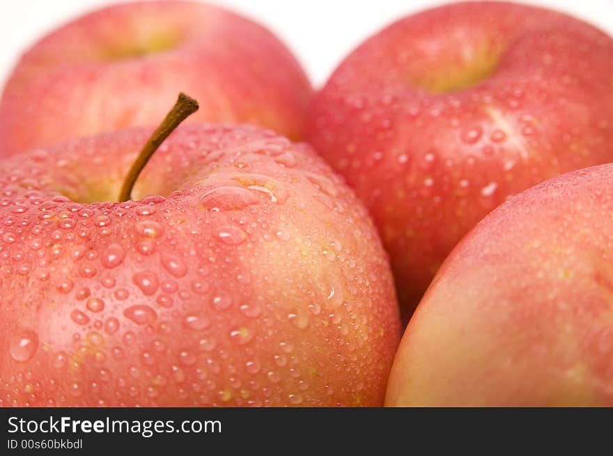 Red apples with drops of water. Red apples with drops of water.