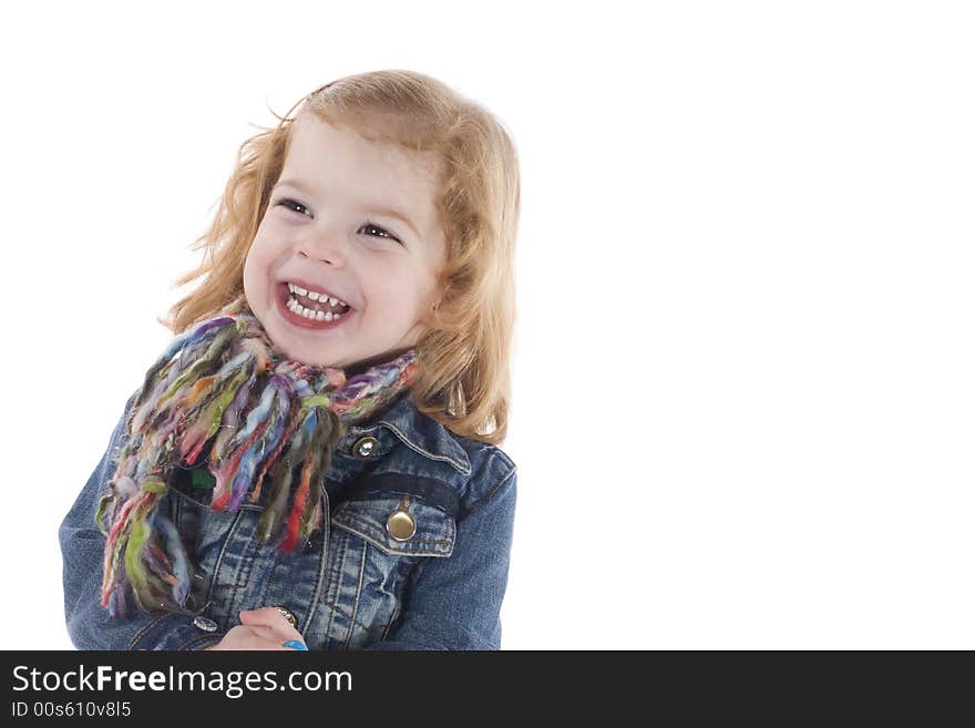 Happy little smiling girl, studio shot, isolated. Happy little smiling girl, studio shot, isolated