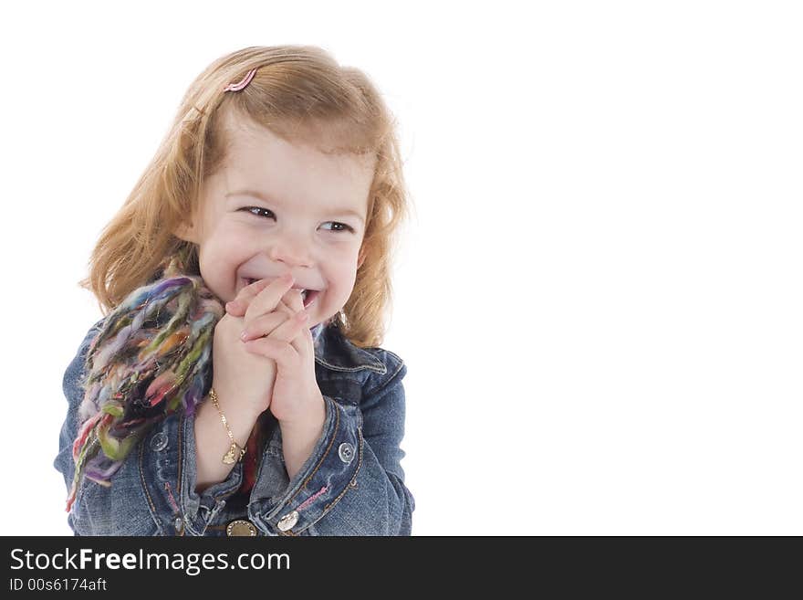 Happy little smiling girl, studio shot, isolated. Happy little smiling girl, studio shot, isolated