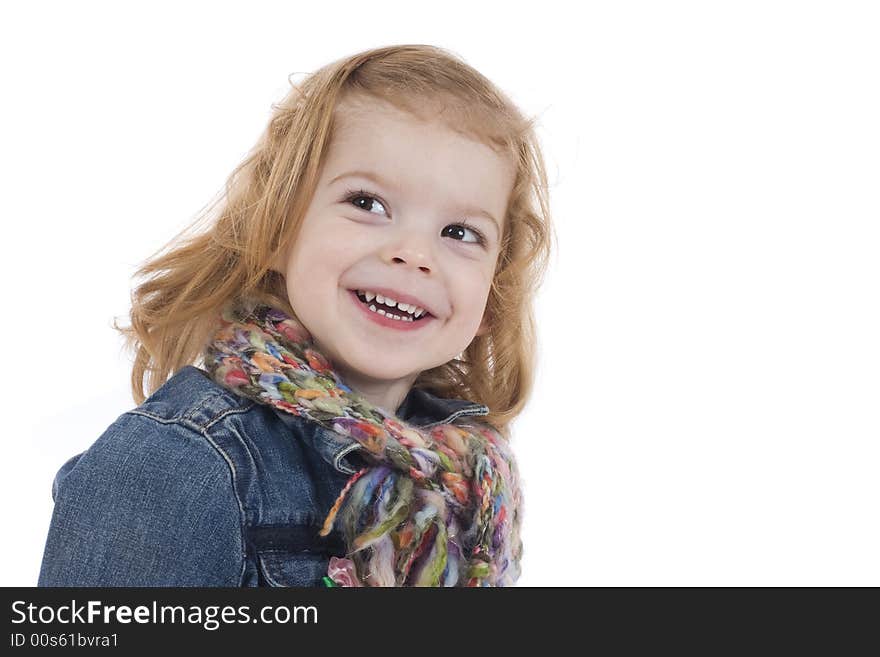 Happy little smiling girl, studio shot, isolated. Happy little smiling girl, studio shot, isolated