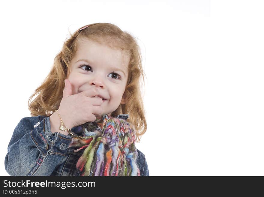 Happy little smiling girl, studio shot, isolated. Happy little smiling girl, studio shot, isolated