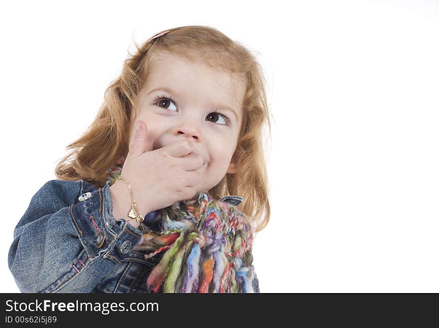 Happy little smiling girl, studio shot, isolated. Happy little smiling girl, studio shot, isolated