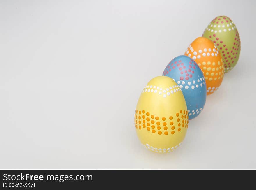 Colorful easter eggs hand painted different colors