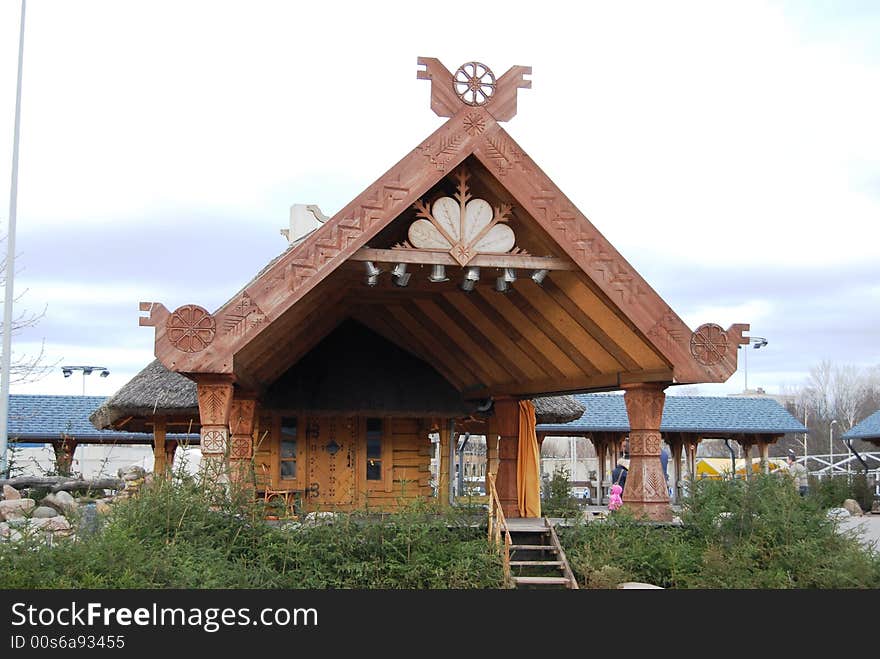 View from the frontside of traditional Latvian rural house. View from the frontside of traditional Latvian rural house