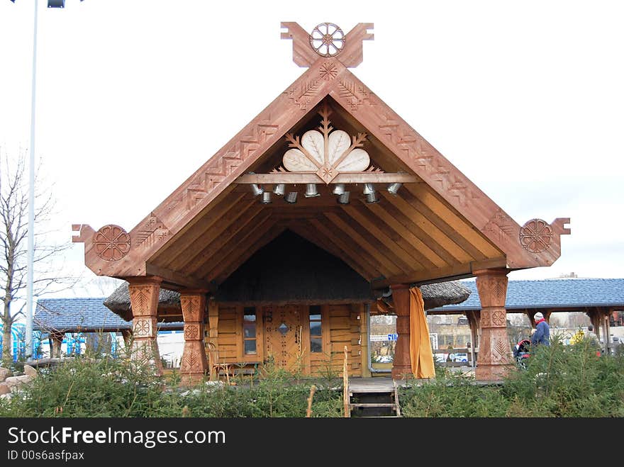 View from the frontside of traditional Latvian rural house. View from the frontside of traditional Latvian rural house