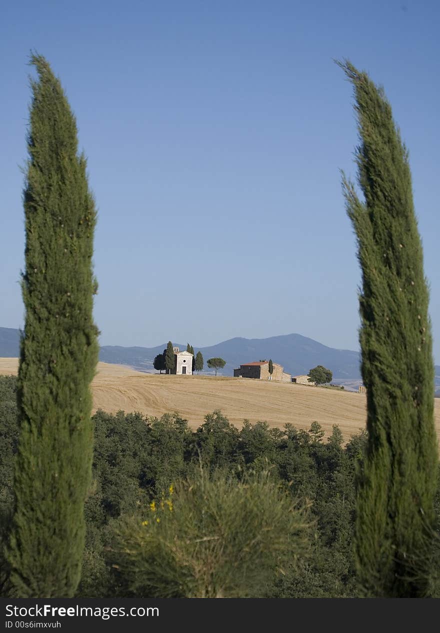 Tuscan countryside en italy central with home. Tuscan countryside en italy central with home