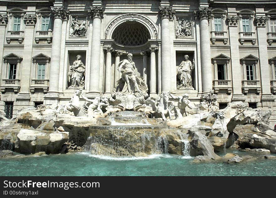 Close view of Fountain di Trevi, Rome, Italy