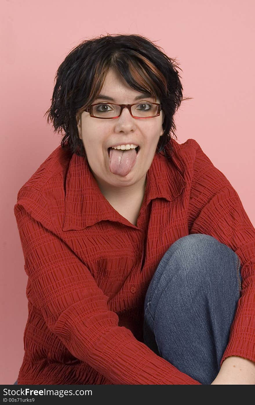 Crazy Woman Sticks Out Her Tongue