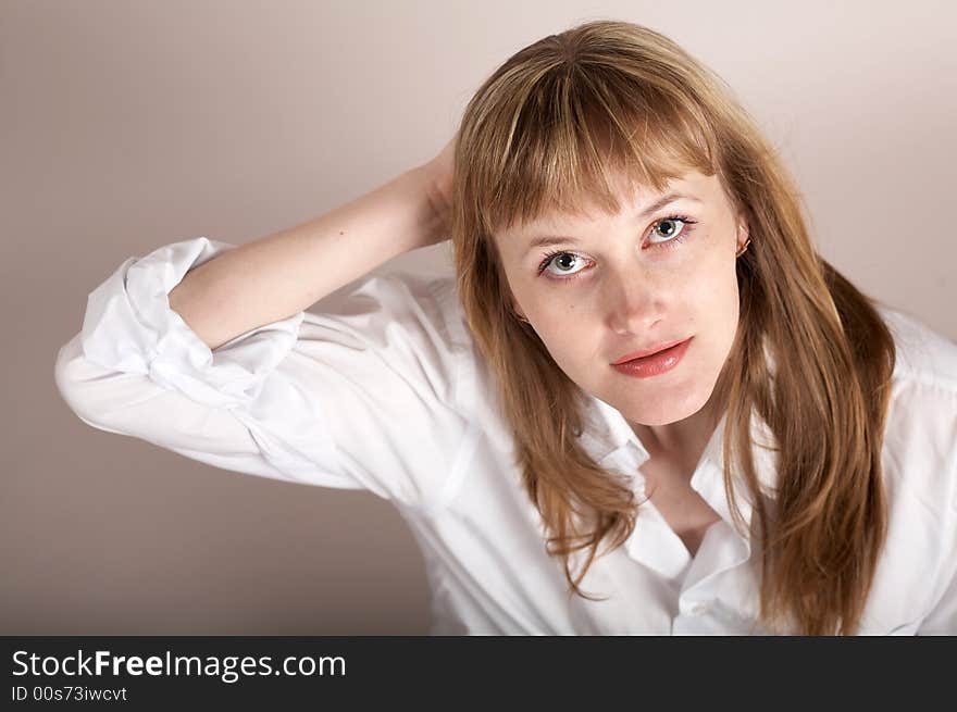 An image of nice woman in shirt. An image of nice woman in shirt