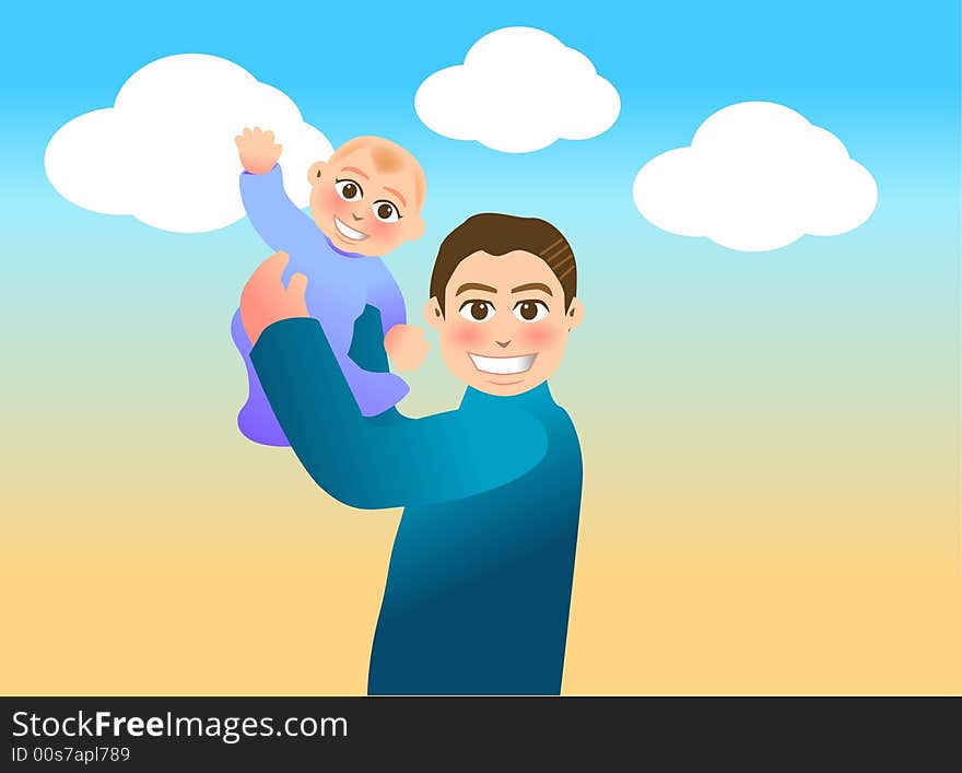 Vector illustration for a relationship for father and son