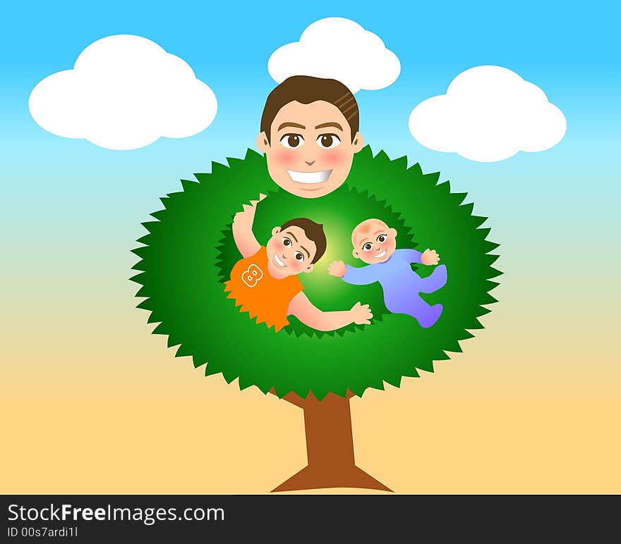 Vector illustration for a relationship for father and son in tree shape. Vector illustration for a relationship for father and son in tree shape