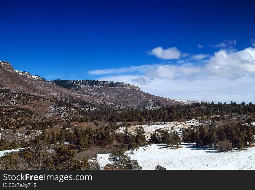 Colorado's Plateau and Mesa's in winter snow outside Raton Pass. Colorado's Plateau and Mesa's in winter snow outside Raton Pass