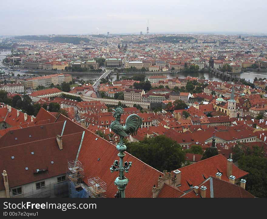 Prague rooftops view