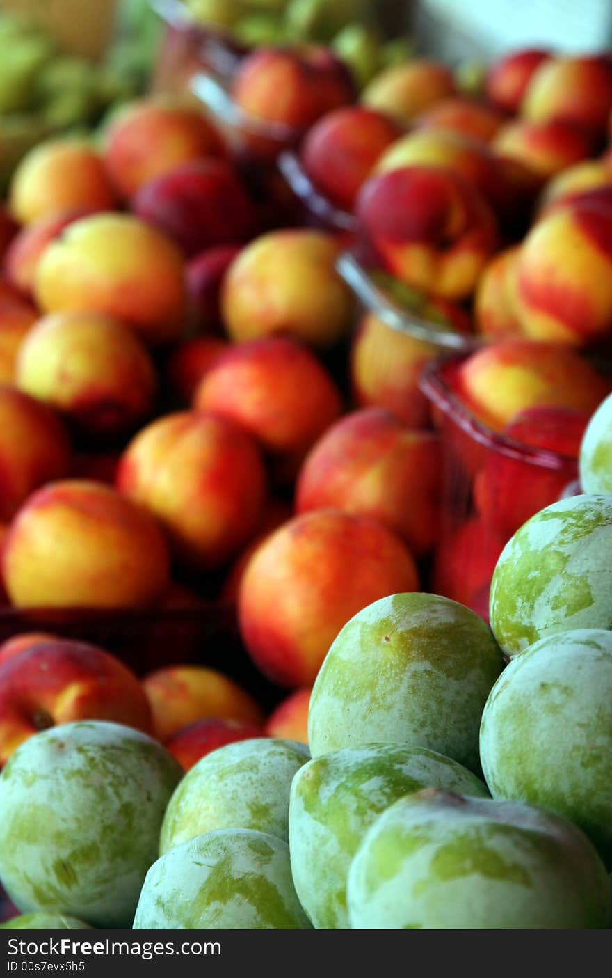 Colorful summer fruit stand at the market