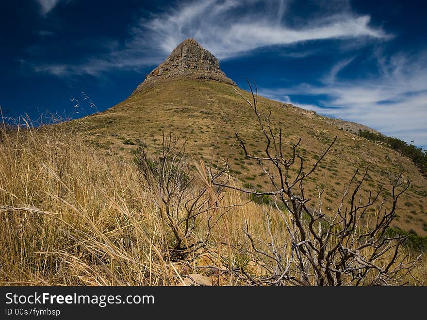 A view of Lion`s Head from Signal Hill, Cape Town, South Africa.