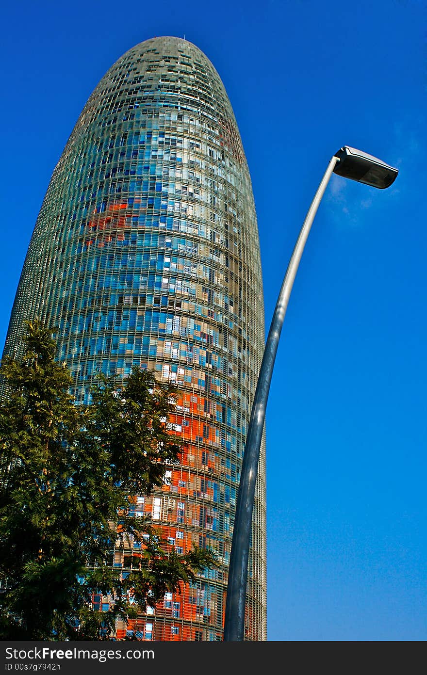 Modern bullet shaped architecture in Barcelona. Modern bullet shaped architecture in Barcelona