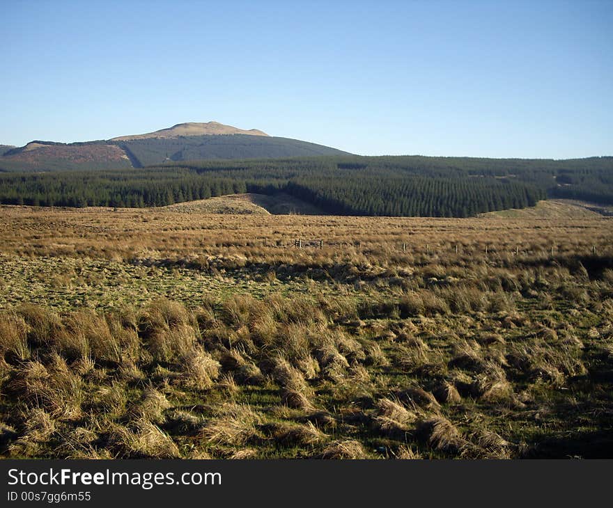 View of the Campsie hills in Scotland on a Winter's day