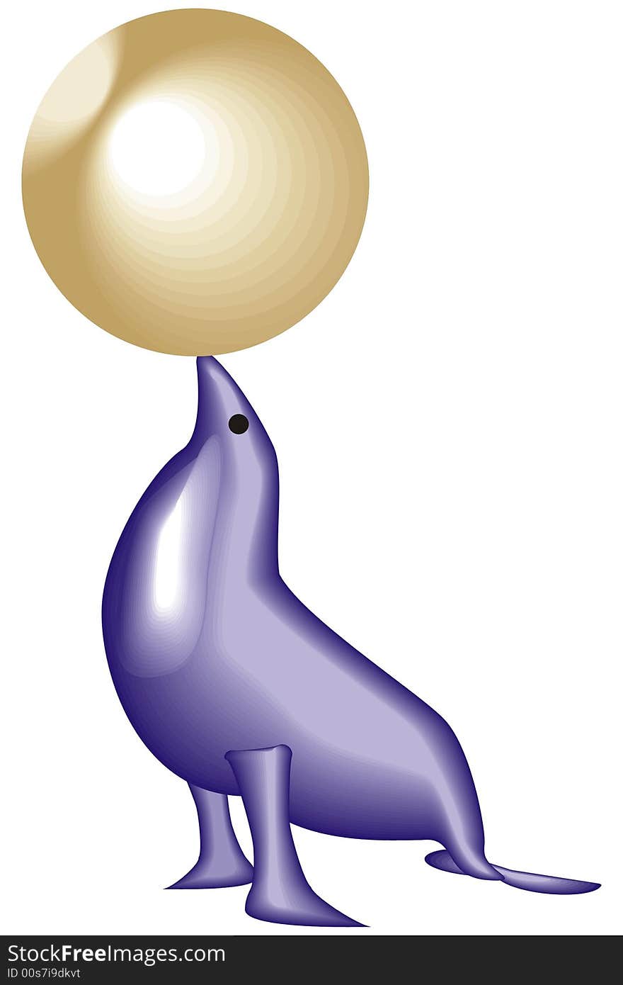 Art illustration of a seal with a ball