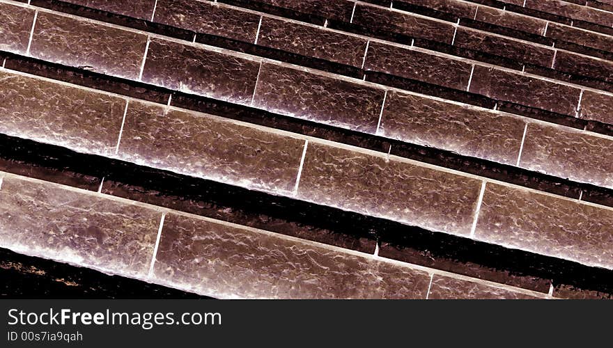 Tilted shot of patterned staircase.