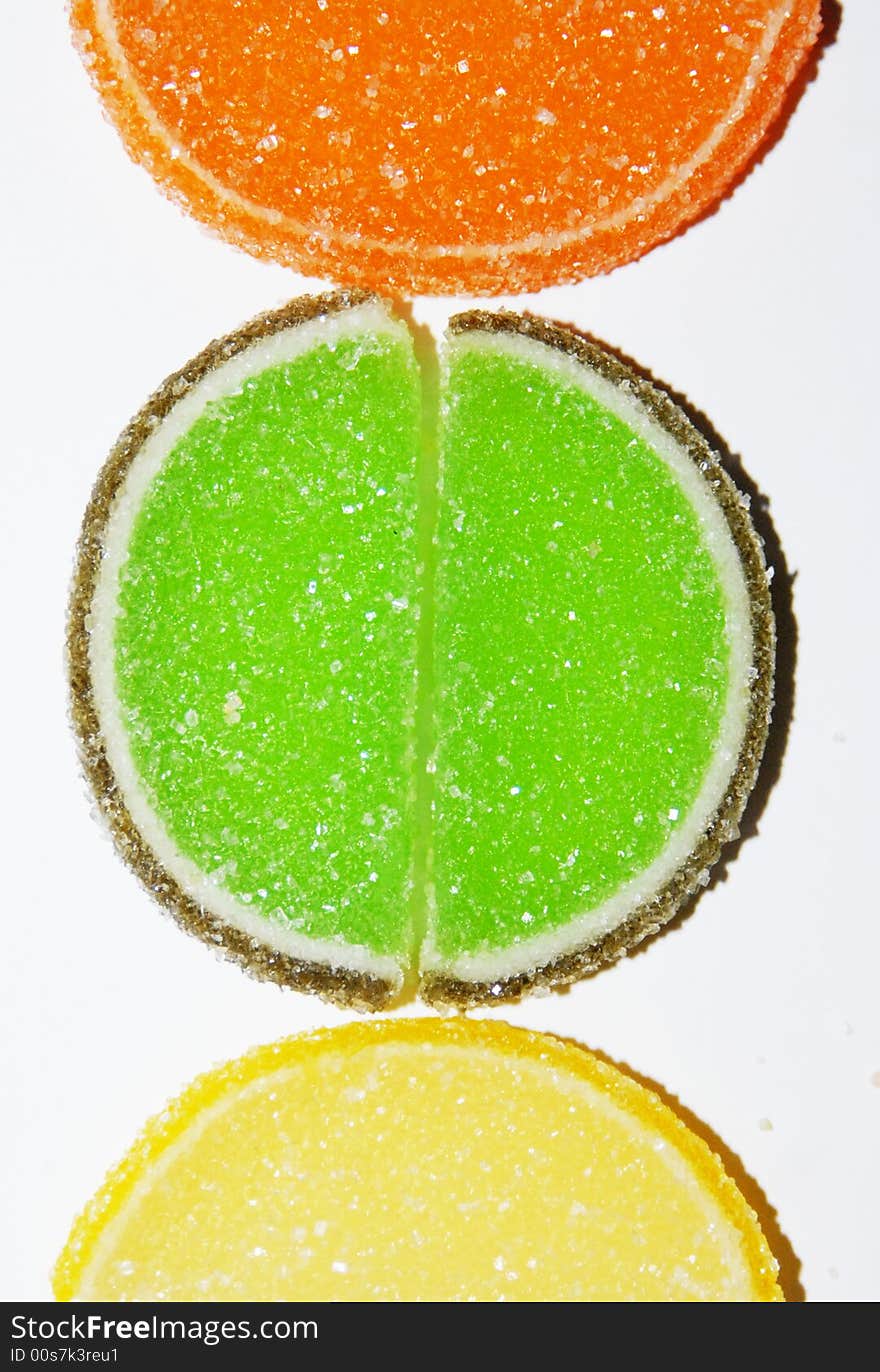 Pies of fruits on white background