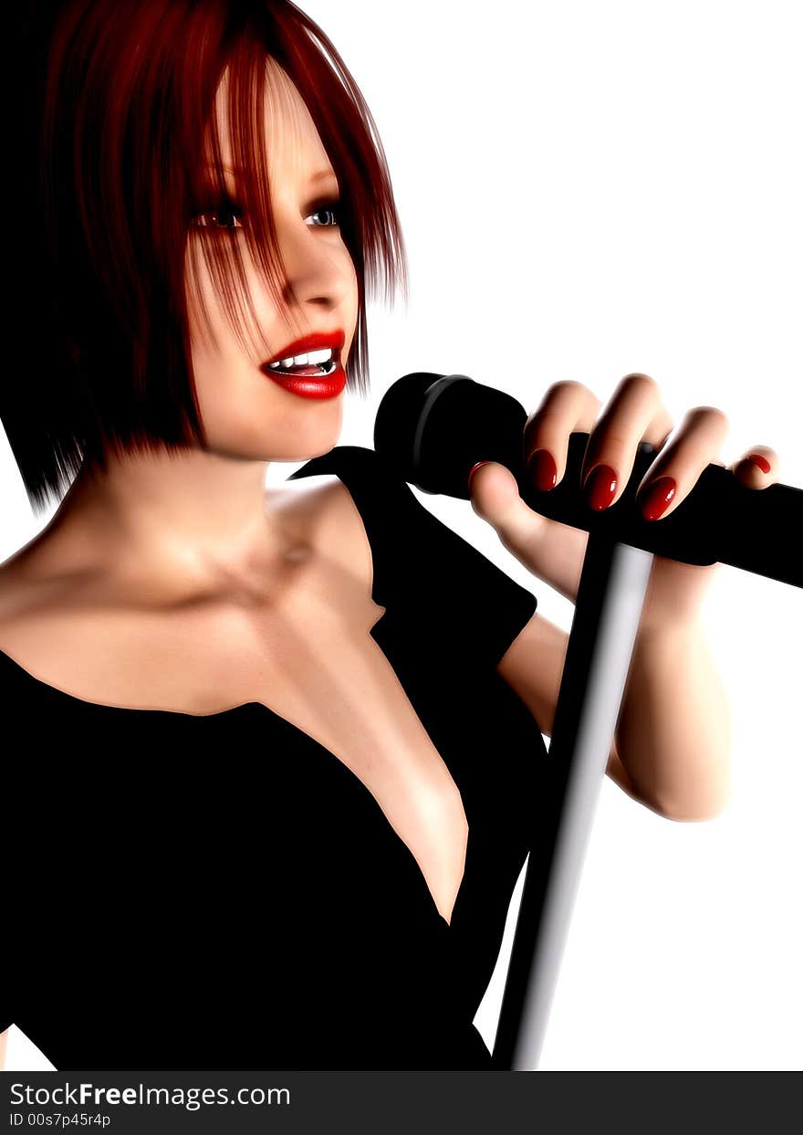 A young woman singing with a microphone in her hand.