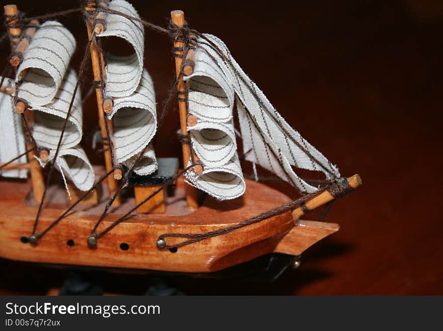 Toy Ship On Wood Background 2