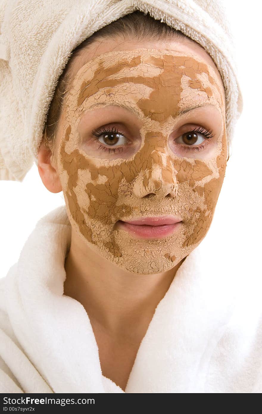 Portrait of young woman with facial mask. Portrait of young woman with facial mask