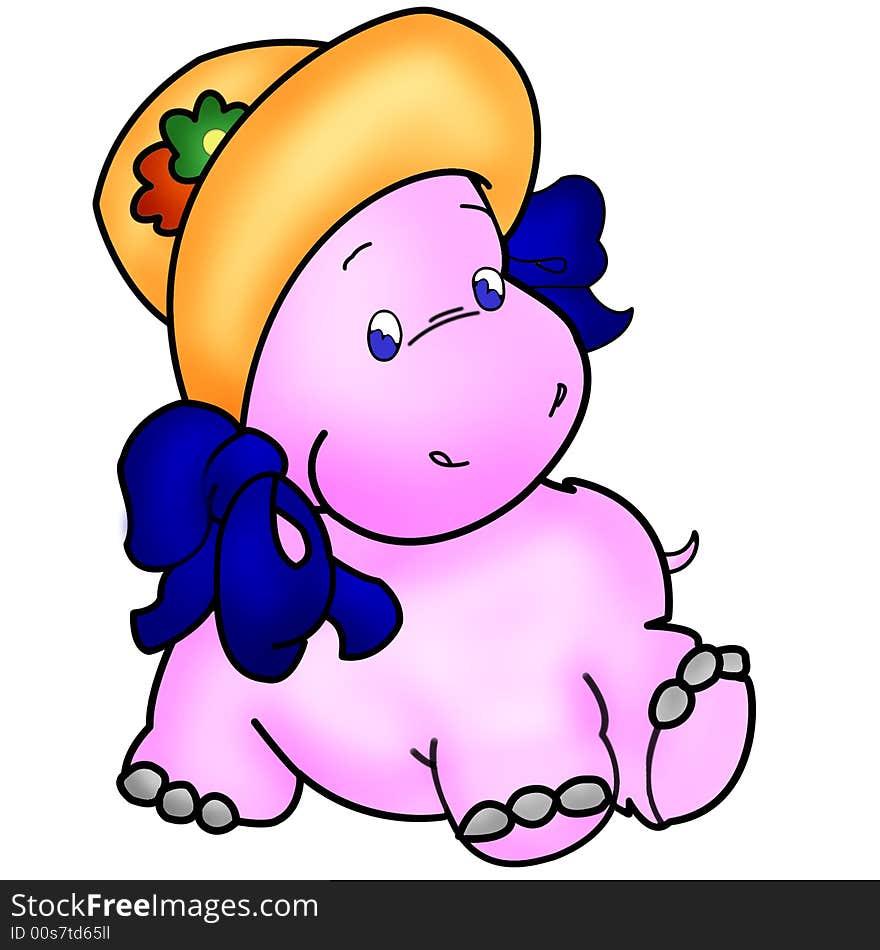 Pink hippopotamus in the Hat