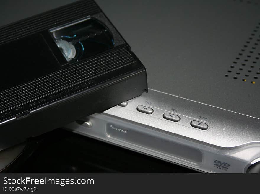 VHS on a Silver DVD Player