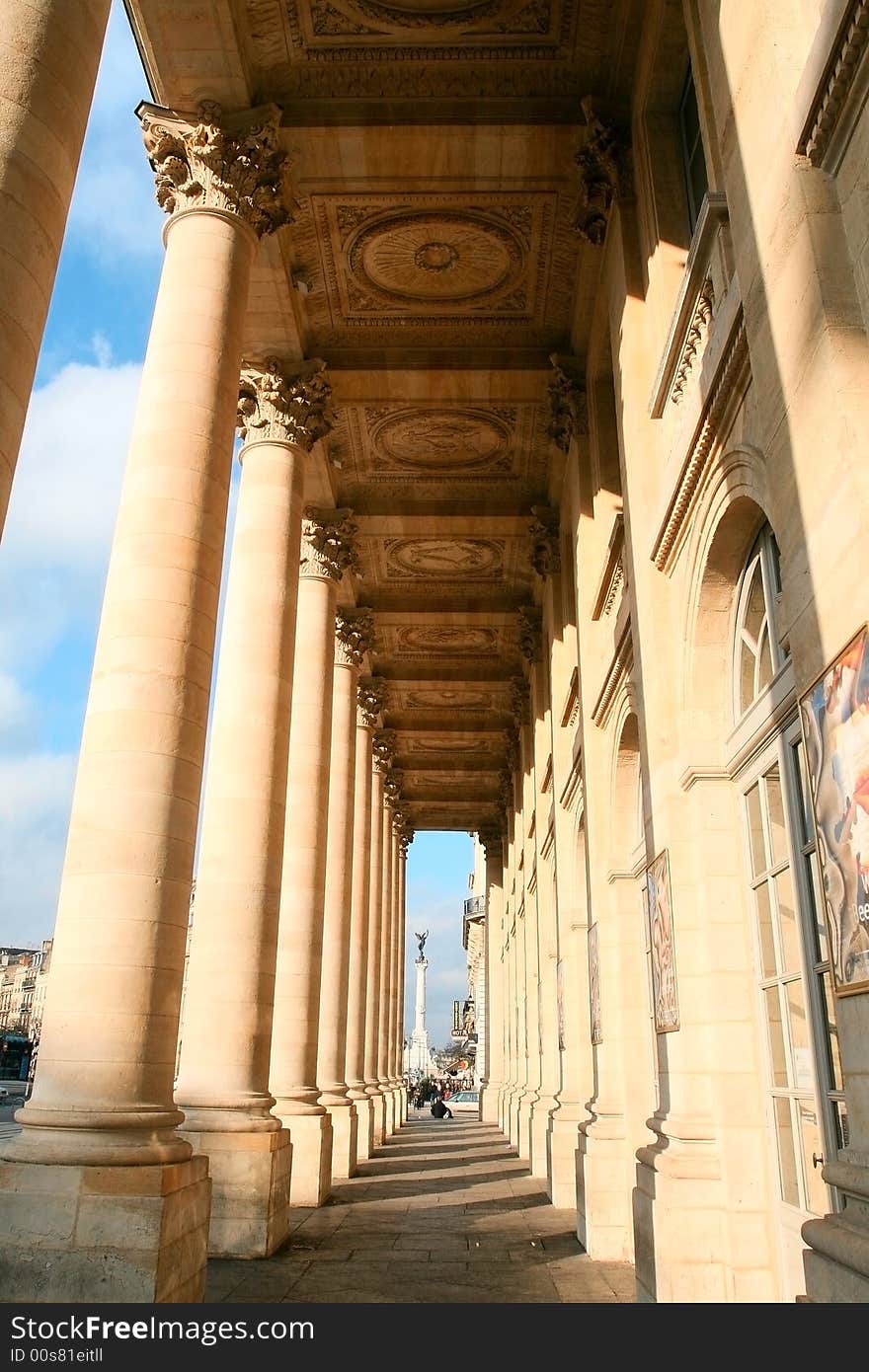 Big building in bordeax,huge pillars.historic building.